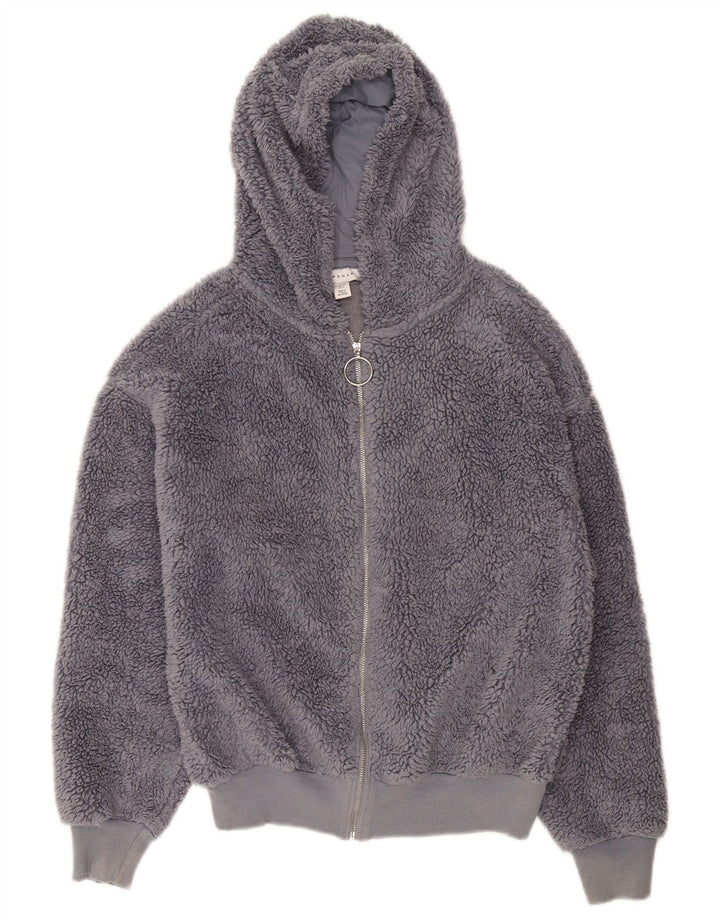 Topshop Veste polaire surdimensionnée à capuche pour femme UK 6 XS Gris Polyester