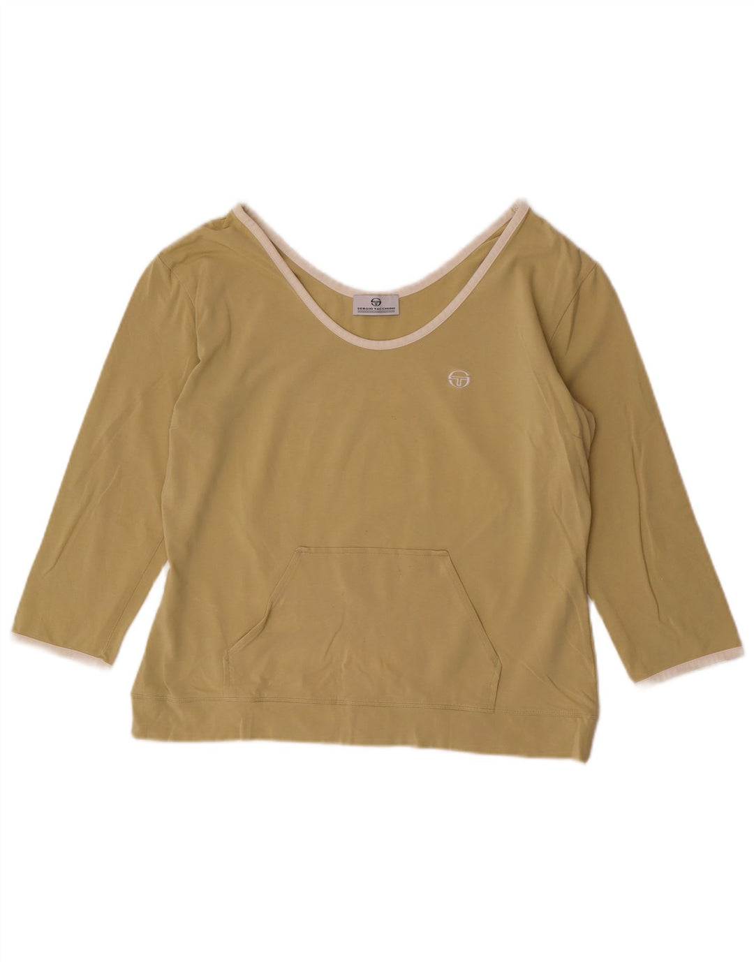 SERGIO TACCHINI Womens Top 3/4 Sleeve IT 48 XL Khaki Cotton