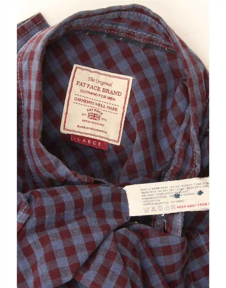 Fat Face Chemise en flanelle pour homme Grand coton vichy bordeaux