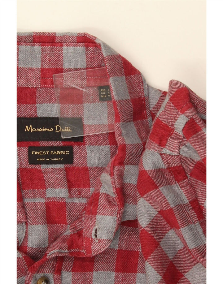 Massimo Dutti Chemise Homme Grand Carreau Rouge