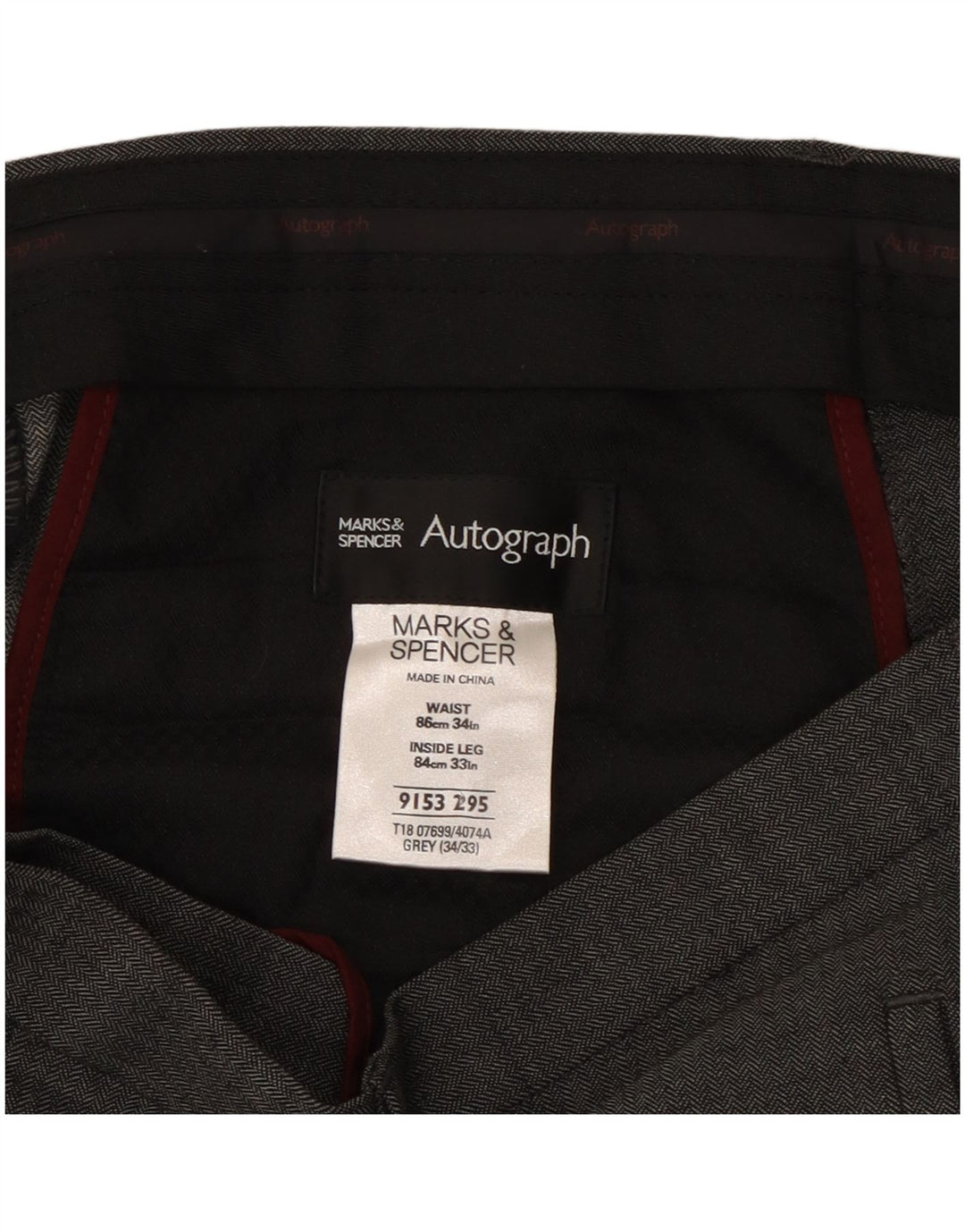 Marks & Spencer Pantalon de costume droit autographe pour homme W34 L33 Gris laine