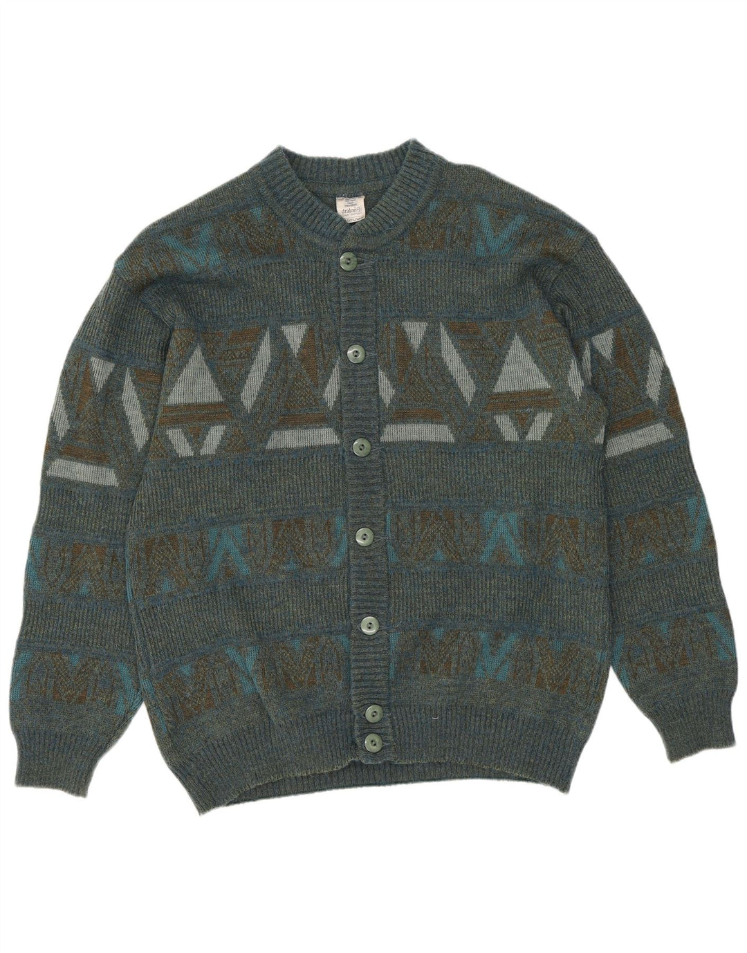 DRALON Pull Cardigan Homme Moyen Multicolore Géométrique Polyacrylique