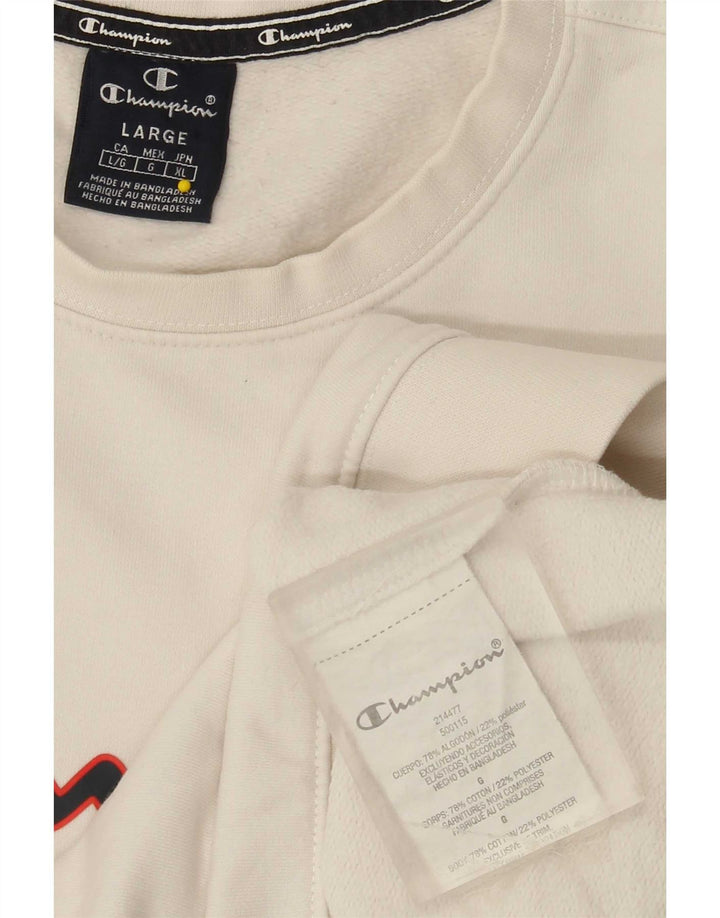 Champion Sweat-shirt graphique pour homme en coton blanc Taille L