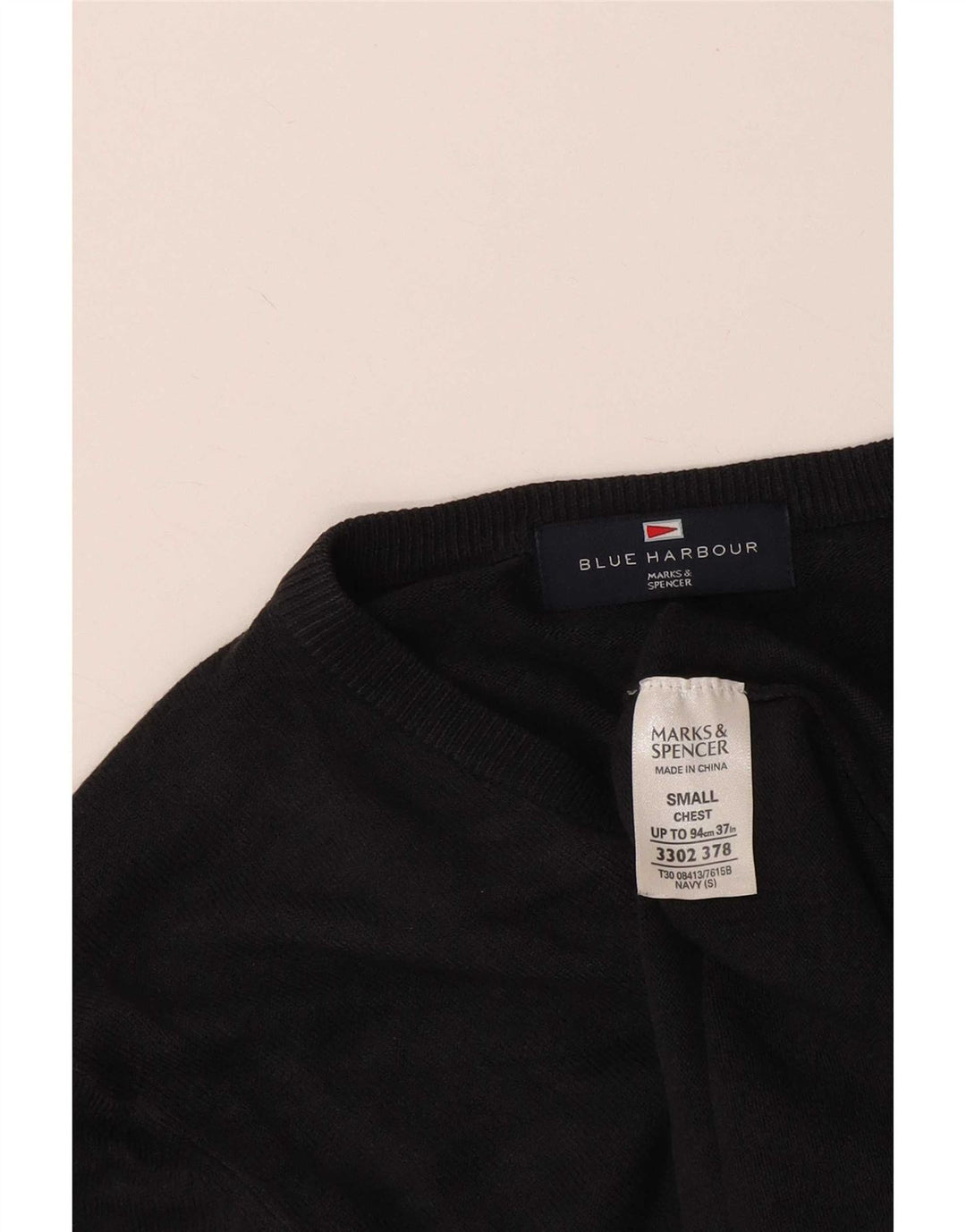Marks & Spencer Pull à col en V Blue Harbour pour homme, petit, en acrylique noir