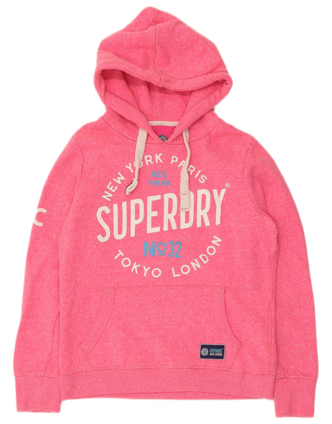 Superdry Pull à capuche graphique pour femme UK 14 Rose moyen Polyester