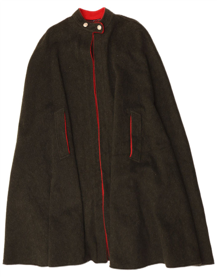 vintage Femme Cape Manteau Taille Unique Laine Kaki