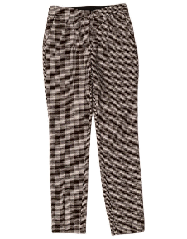 Zara Pantalon de costume slim pour femme XS W24 L27 Noir Pied-de-poule Polyester