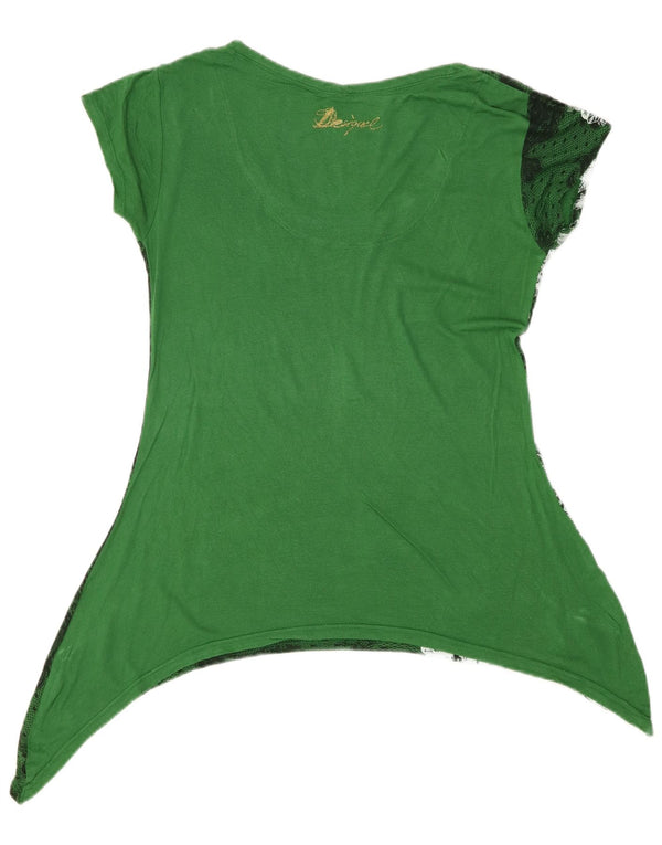 Desigual Femmes Graphique Asymétrique Tunique UK 14 Grand Vert Floral