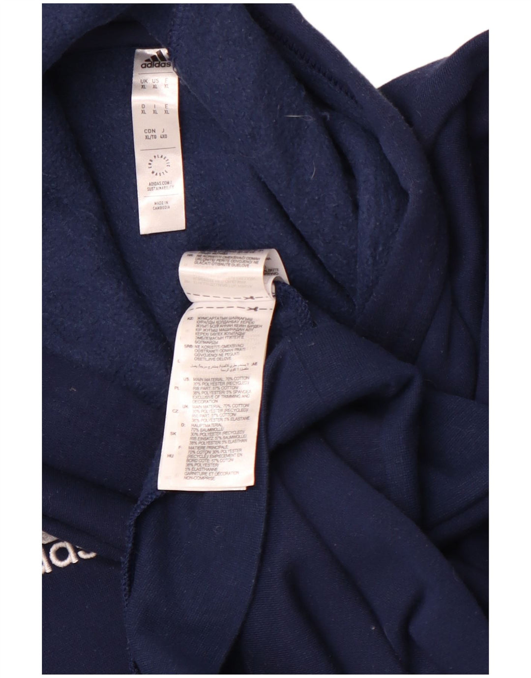 ADIDAS Pull à capuche pour homme XL Bleu marine Coton
