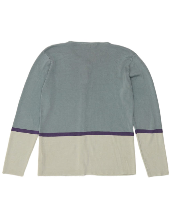 Marks & Spencer Pull Cardigan pour Femme UK 16 Grande Soie Colorblock Bleue