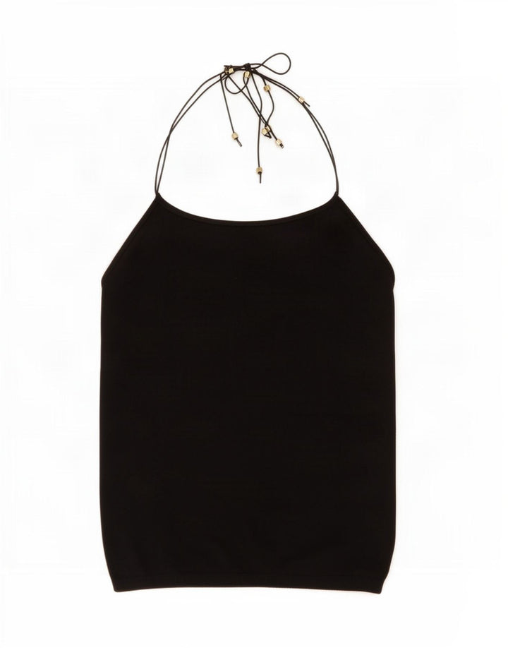 Massimo Dutti Haut dos nu en tricot pour femme UK 12 Noir moyen