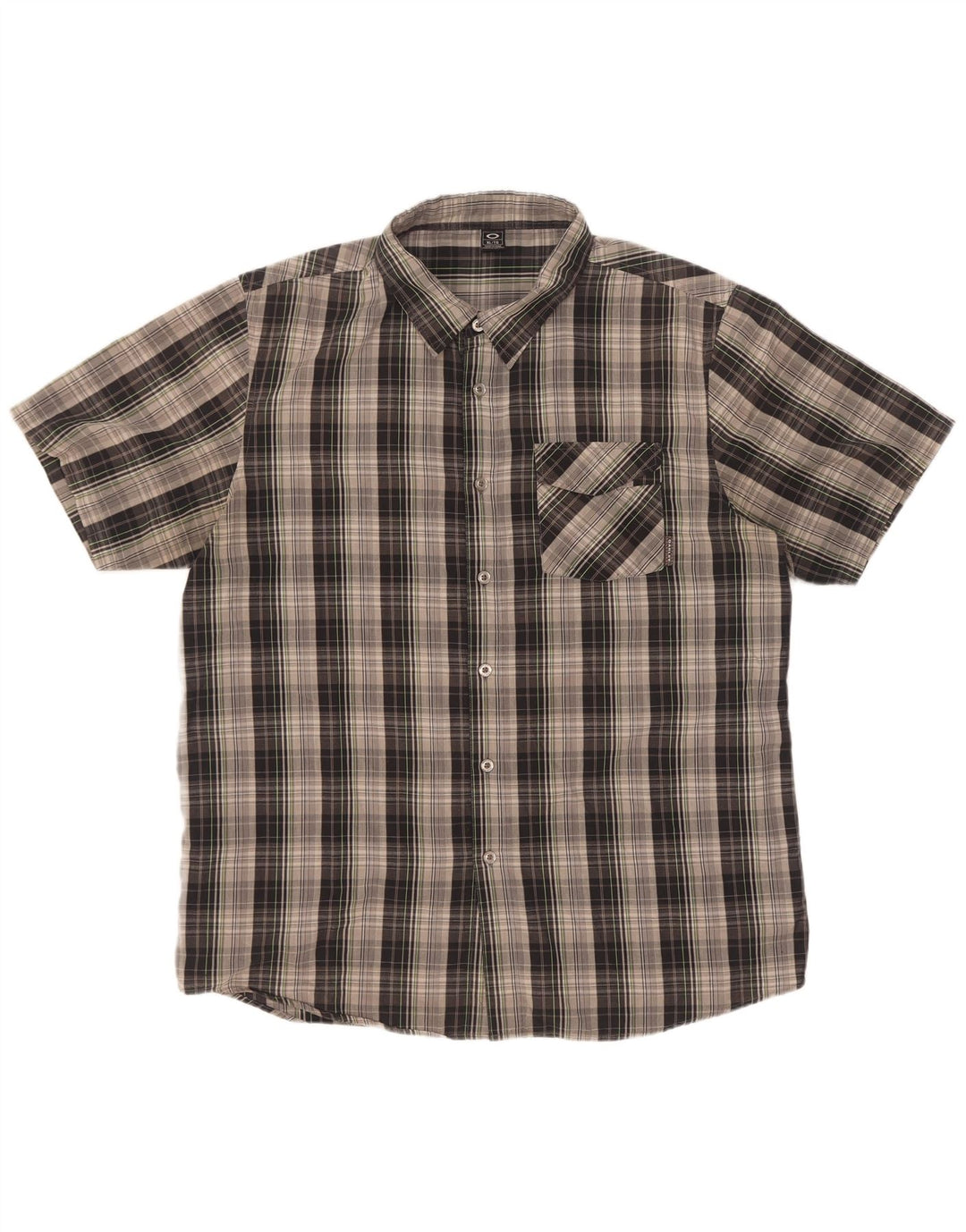 Oakley Chemise à manches courtes pour homme XL Gris à carreaux