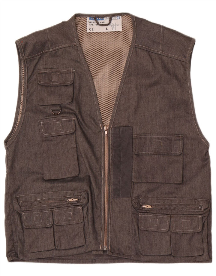 Sotto Zero Gilet utilitaire pour homme UK 40 Large Gris Coton