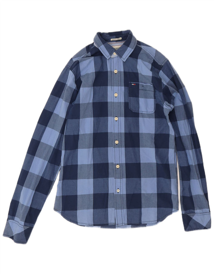 Tommy Hilfiger Chemise Homme Petit Carreau Bleu Marine Coton