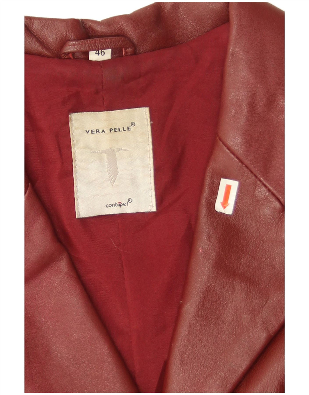 Conbipel Veste Blazer En Cuir 3 Boutons Femme IT 46 Grand Cuir Bordeaux