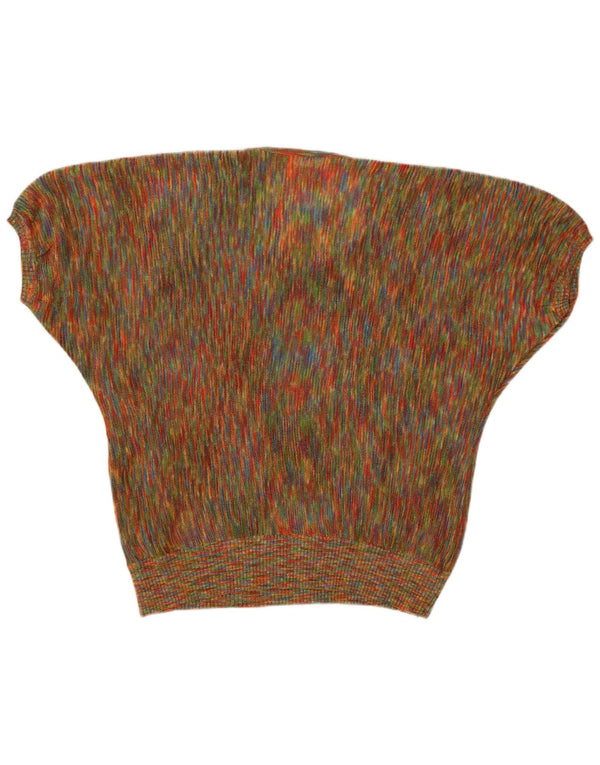 vintage Womens Blouse Top UK 12 Moyen Multicolore Moucheté