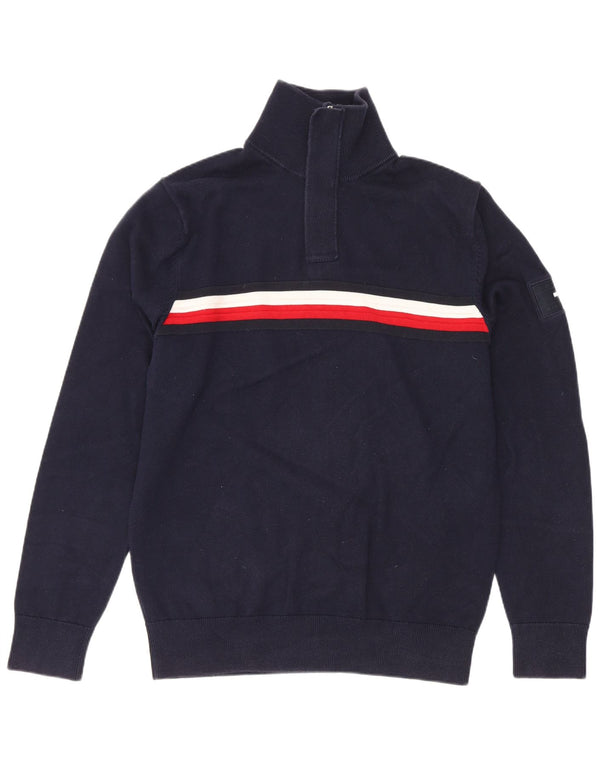 Tommy Hilfiger Pull à col zippé pour homme Bleu marine moyen Colourblock