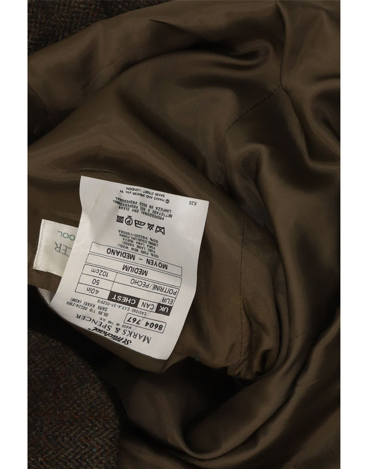 Marks & Spencer Veste blazer à 2 boutons pour homme UK 40 Grand carreaux kaki