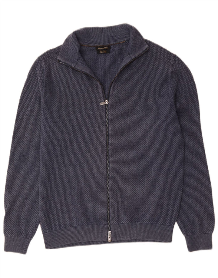 Massimo Dutti Cardigan entièrement zippé pour homme en coton bleu marine Taille S