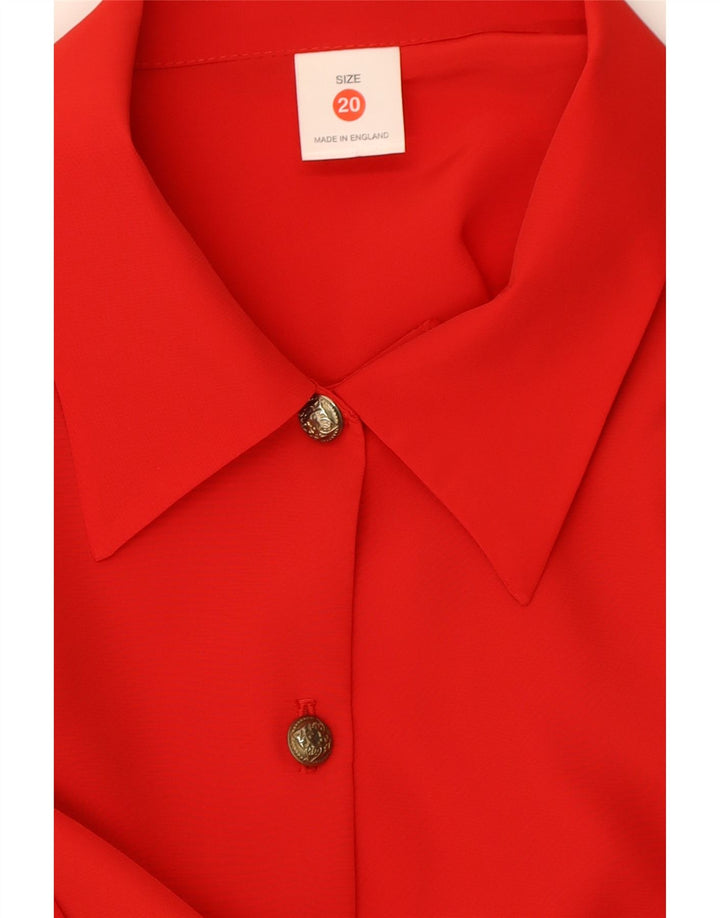 VINTAGE Womens Shirt Blouse UK 20 2XL Red Polyester Vintage Vintage and Second-Hand Vintage from Messina Hembry 