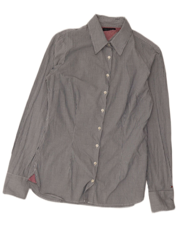Tommy Hilfiger Chemise Femme US 6 Coton à Rayures Gris Moyen