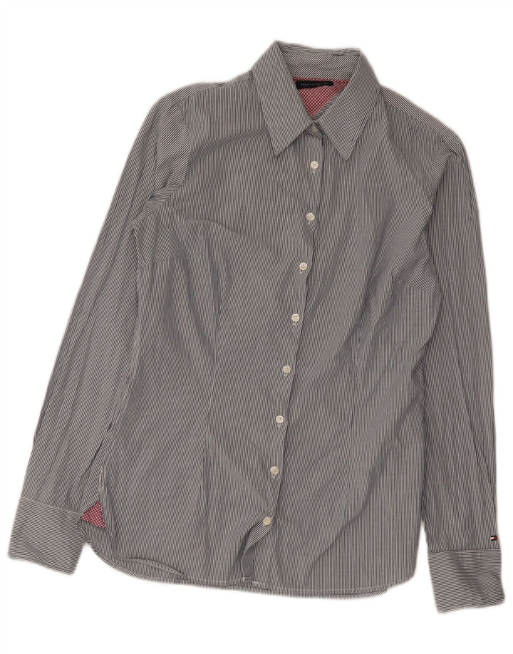 Tommy Hilfiger Chemise Femme US 6 Coton à Rayures Gris Moyen
