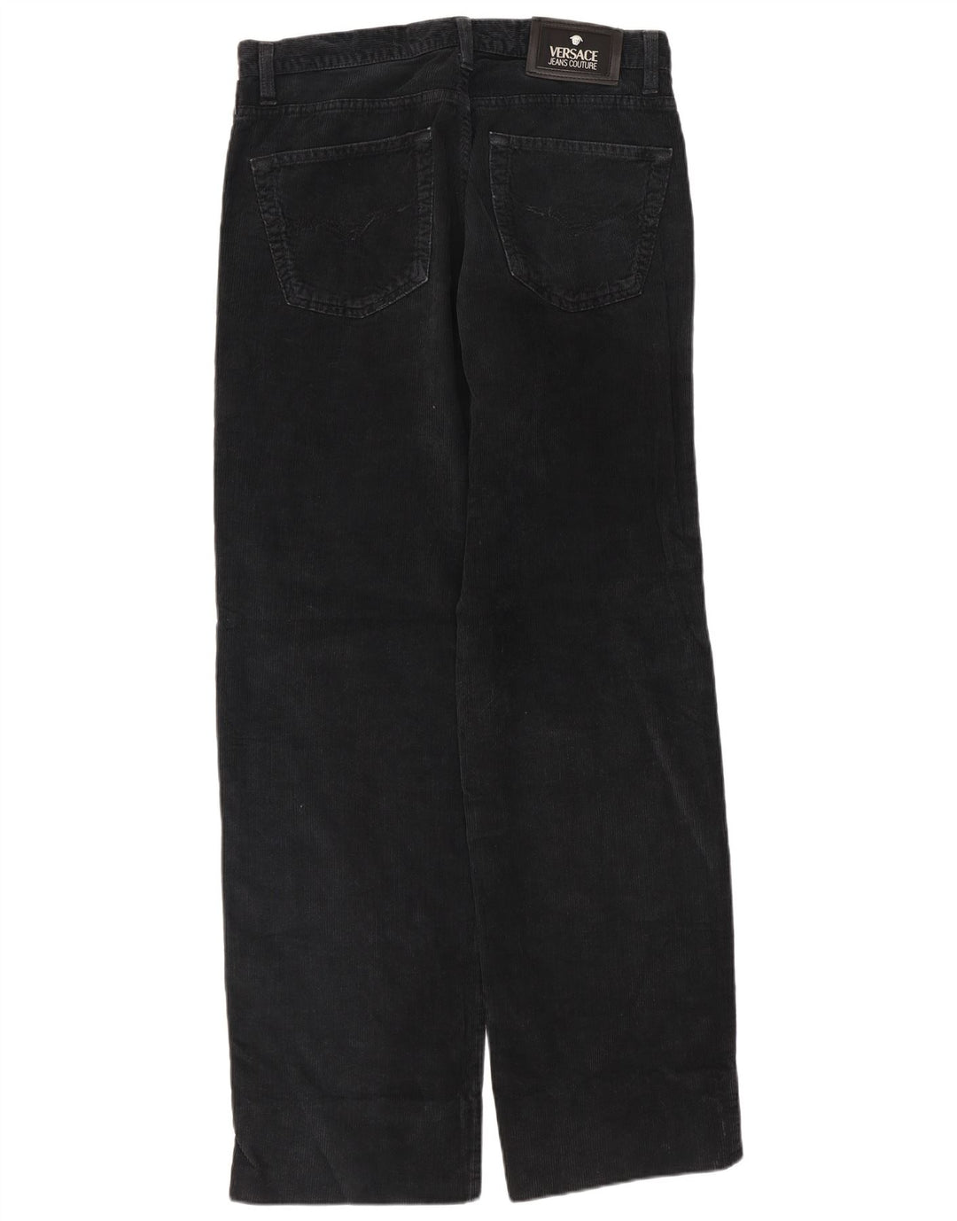 VERSACE Homme Pantalon droit en velours côtelé W31 L29 Noir Coton