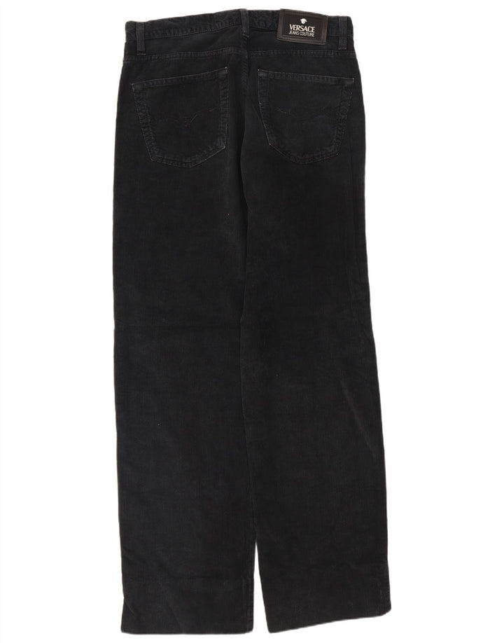 VERSACE Homme Pantalon droit en velours côtelé W31 L29 Noir Coton