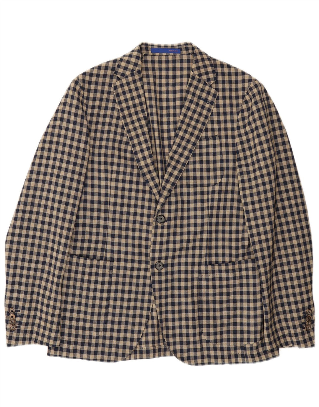 Angelico Veste Blazer 2 Boutons Homme IT 50 Grande Laine Vichy Beige