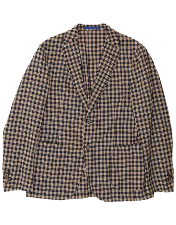 Angelico Veste Blazer 2 Boutons Homme IT 50 Grande Laine Vichy Beige