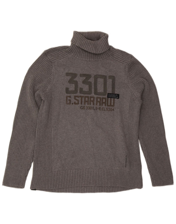 G-Star Pull graphique à col roulé pour homme XL Gris Coton