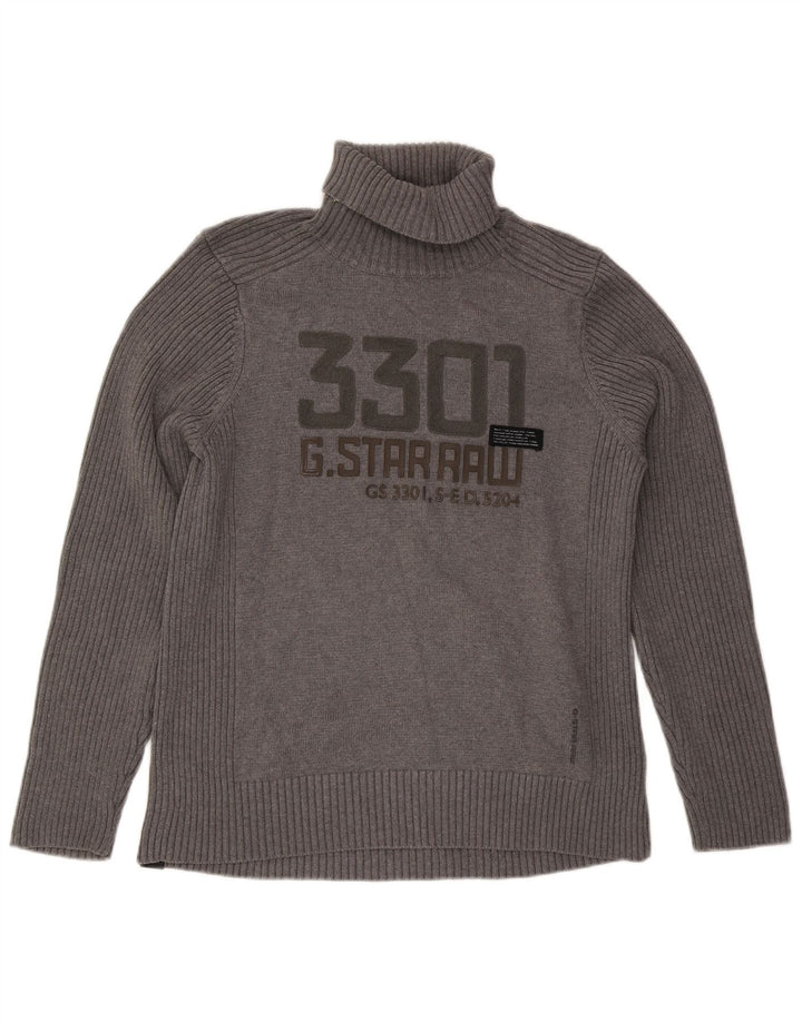 G-Star Pull graphique à col roulé pour homme XL Gris Coton