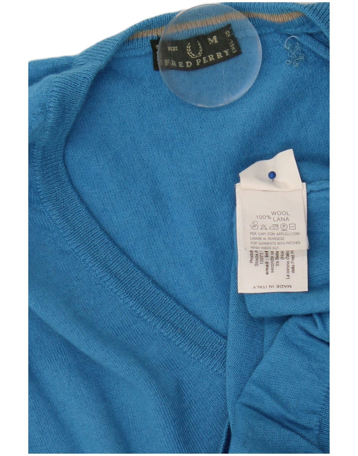 Fred Perry Pull col en V pour femme UK 12 Bleu moyen Laine