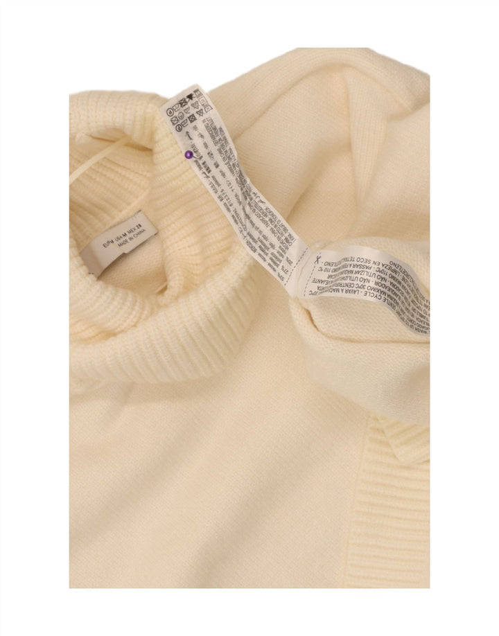 Zara Pull court à col roulé pour femme UK 14 Medium Off White Viscose
