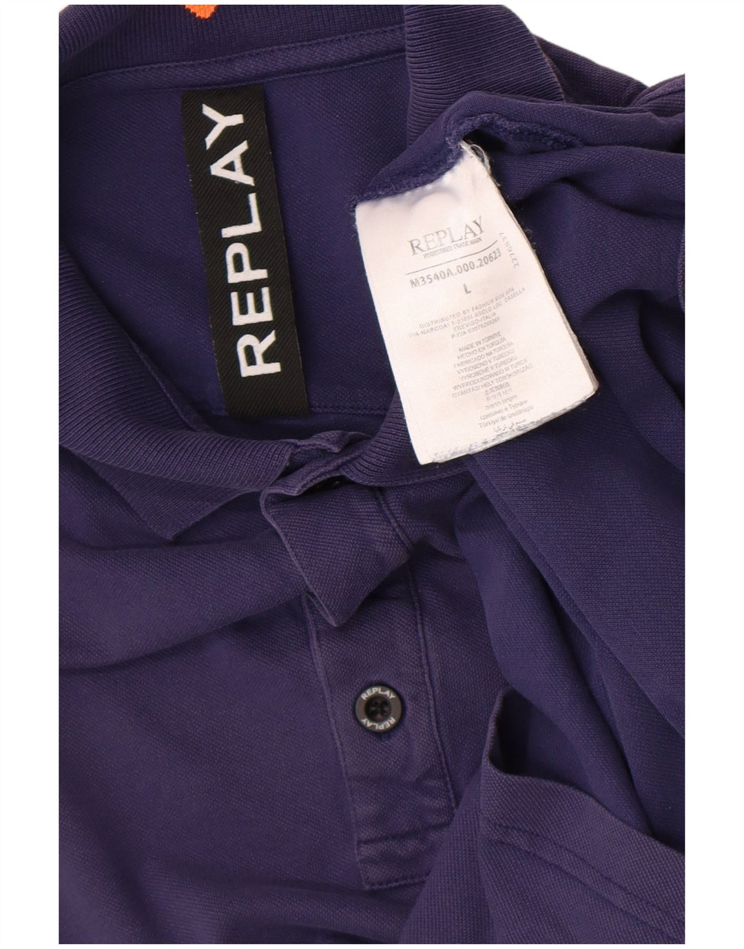 Replay Polo Homme Large Bleu Marine Coton