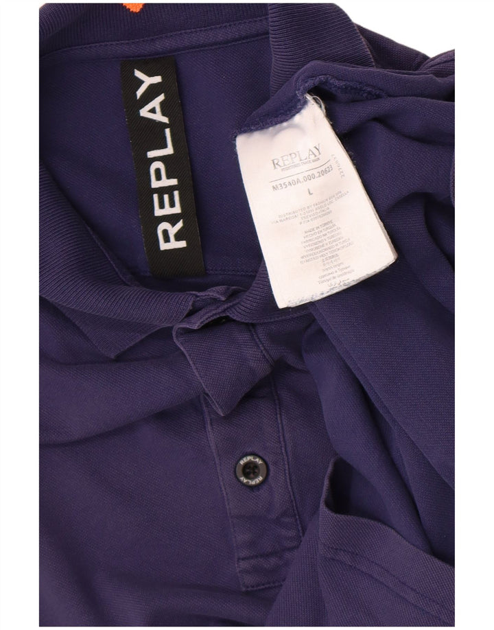 Replay Polo Homme Large Bleu Marine Coton