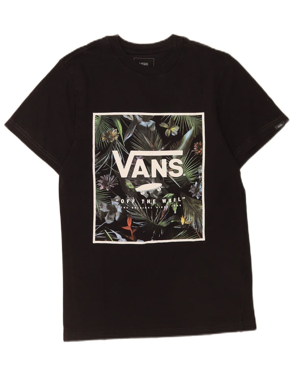 Vans Hommes Slim Fit Graphic T-Shirt Top XS Noir Floral Coton