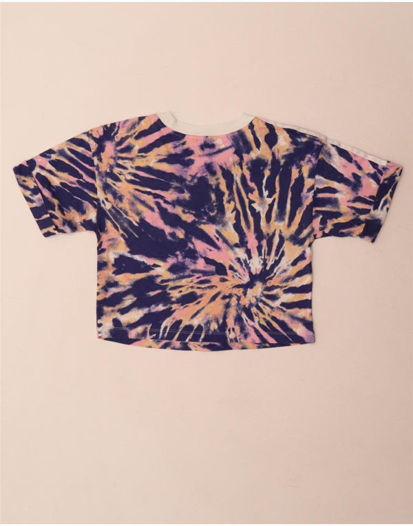 Adidas Womens Crop Graphic T-Shirt Top UK 12 Moyen Multicolore Tie Dye