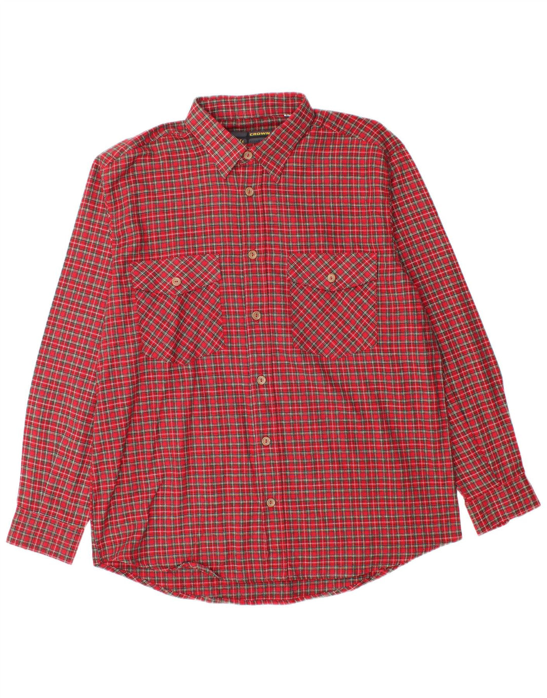 Crown Chemise en flanelle pour homme Taille 43 Grand coton à carreaux rouges