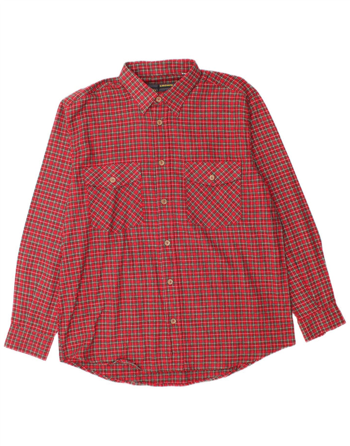 Crown Chemise en flanelle pour homme Taille 43 Grand coton à carreaux rouges