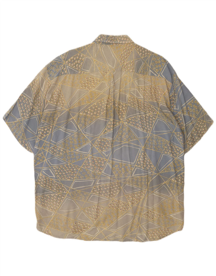 MAC FASHION Chemise à manches courtes pour homme Large Bleu Géométrique