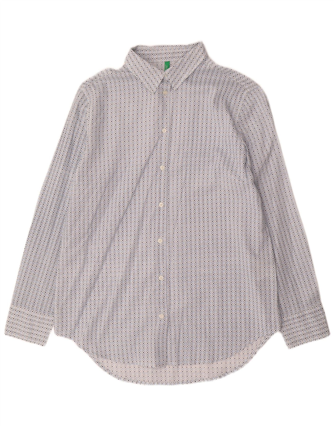 Benetton Chemise Small Bleu Géométrique Coton Femme