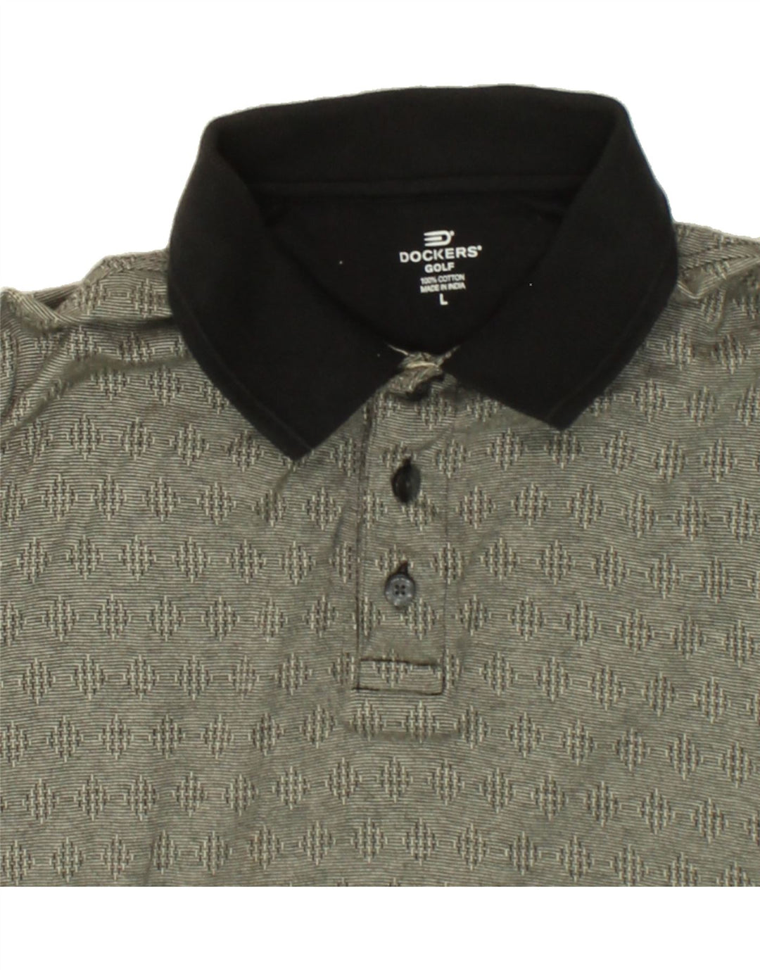 DOCKERS Mens Golf Polo Shirt Large Grey Argyle/Diamond Cotton Vintage Dockers and Second-Hand Dockers from Messina Hembry 