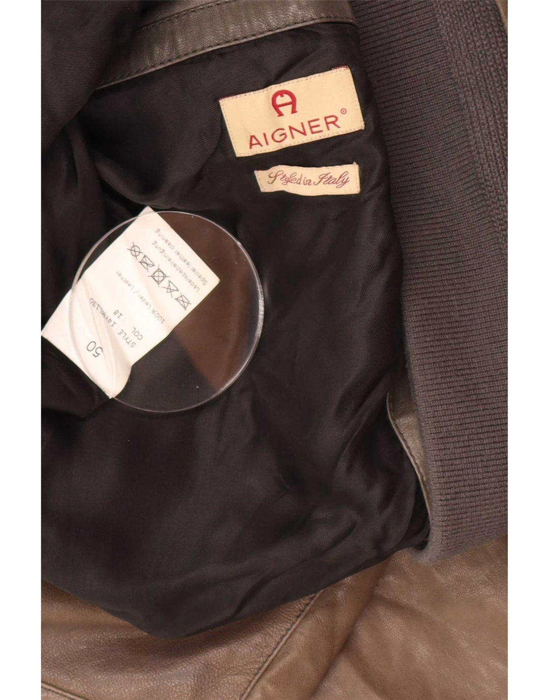 Aigner Veste en cuir bomber pour homme IT 50 Large Marron