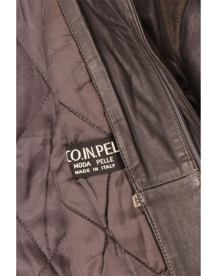 veste en cuir homme vintage IT 46 Petit colorblock noir