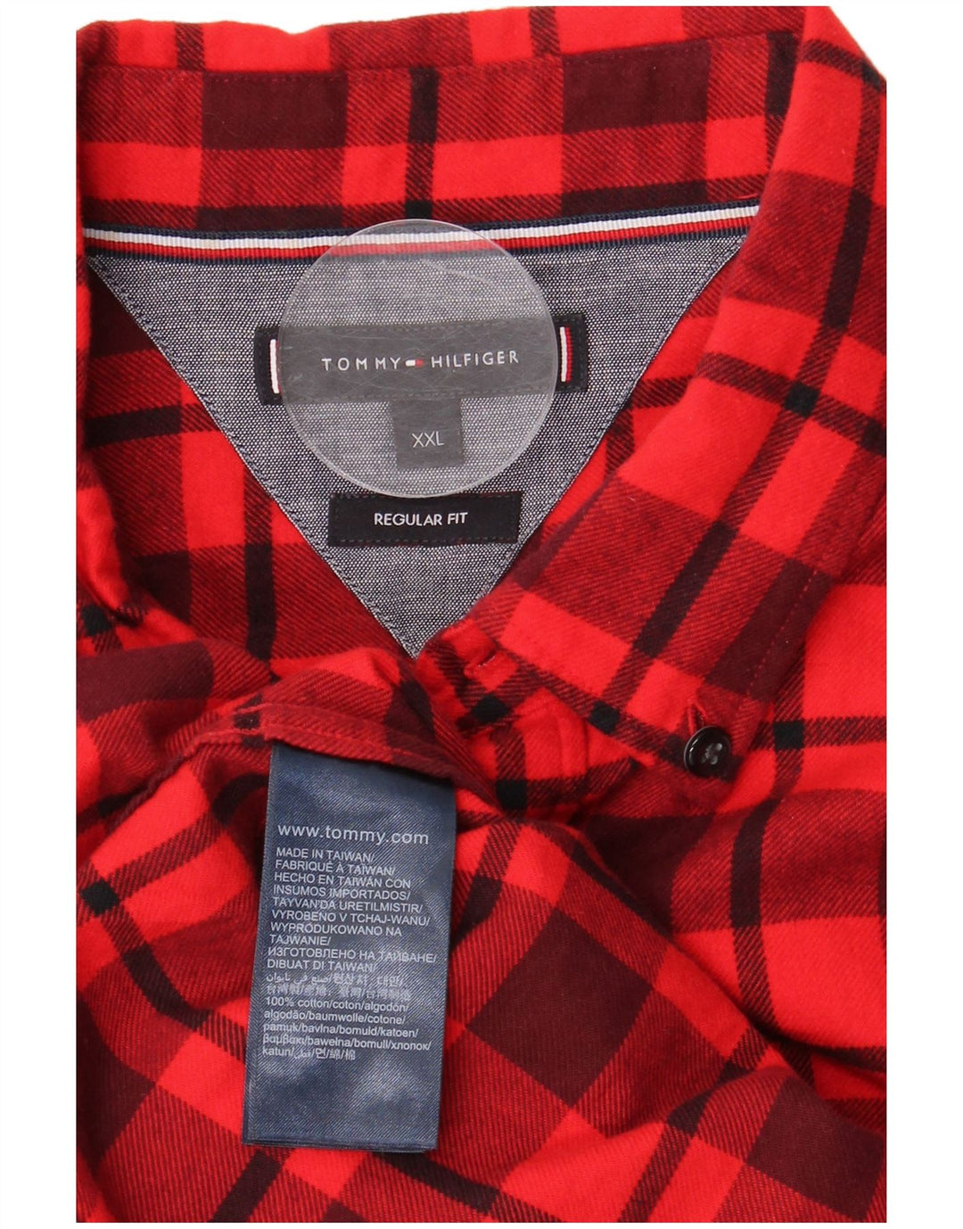 TOMMY HILFIGER Chemise en flanelle coupe régulière pour homme 2XL Rouge à carreaux en coton