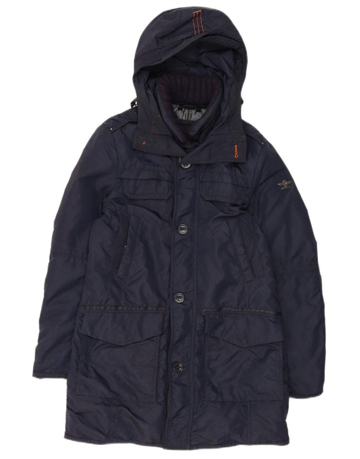 Dekker Manteau rembourré à capuche pour homme UK 36 Petit Bleu Marine Polyamide