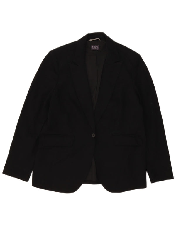 Marks & Spencer Veste blazer à 1 bouton pour femme UK 16 Large Noir Polyester