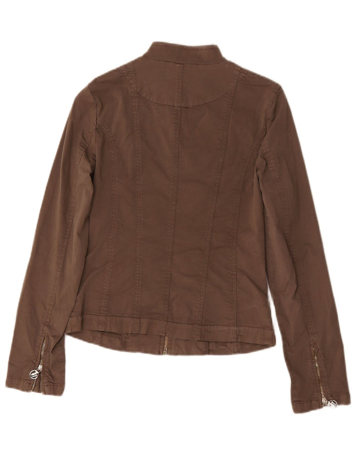 Trussardi Jeans Veste Bomber Femme UK 8 Petit Beige
