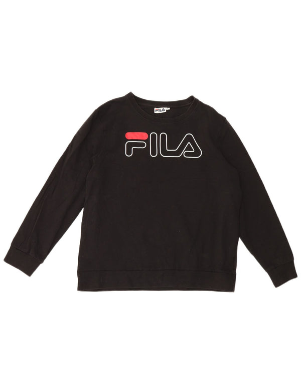 Fila Sweat-shirt graphique pour femme UK 14 Large Noir Coton